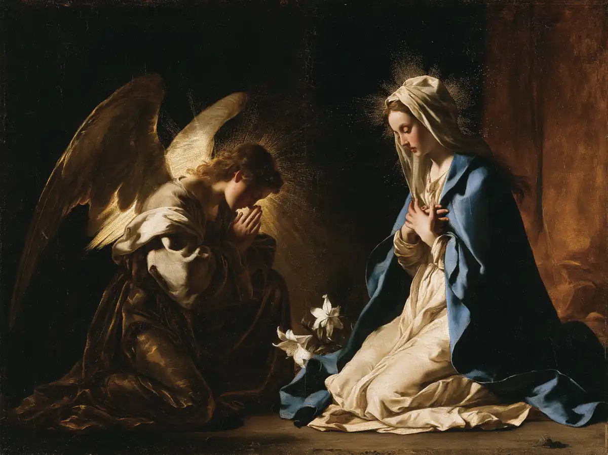 The Annunciation - Black and Gold - Christian artwork collection