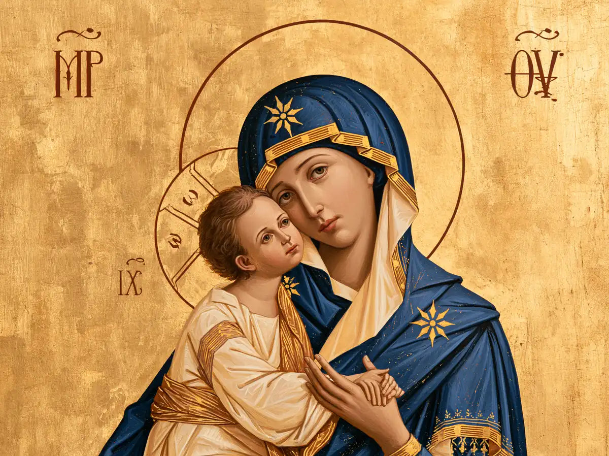 Virgin Mary and Child Jesus - Contemporary Byzantine - Christian artwork collection