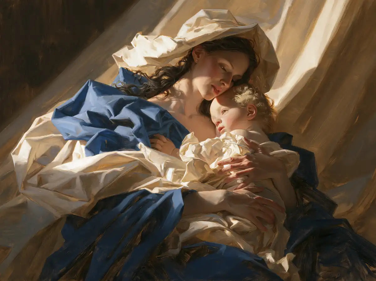 Virgin Mary and Child Jesus - Theatrical Baroque - Christian artwork collection