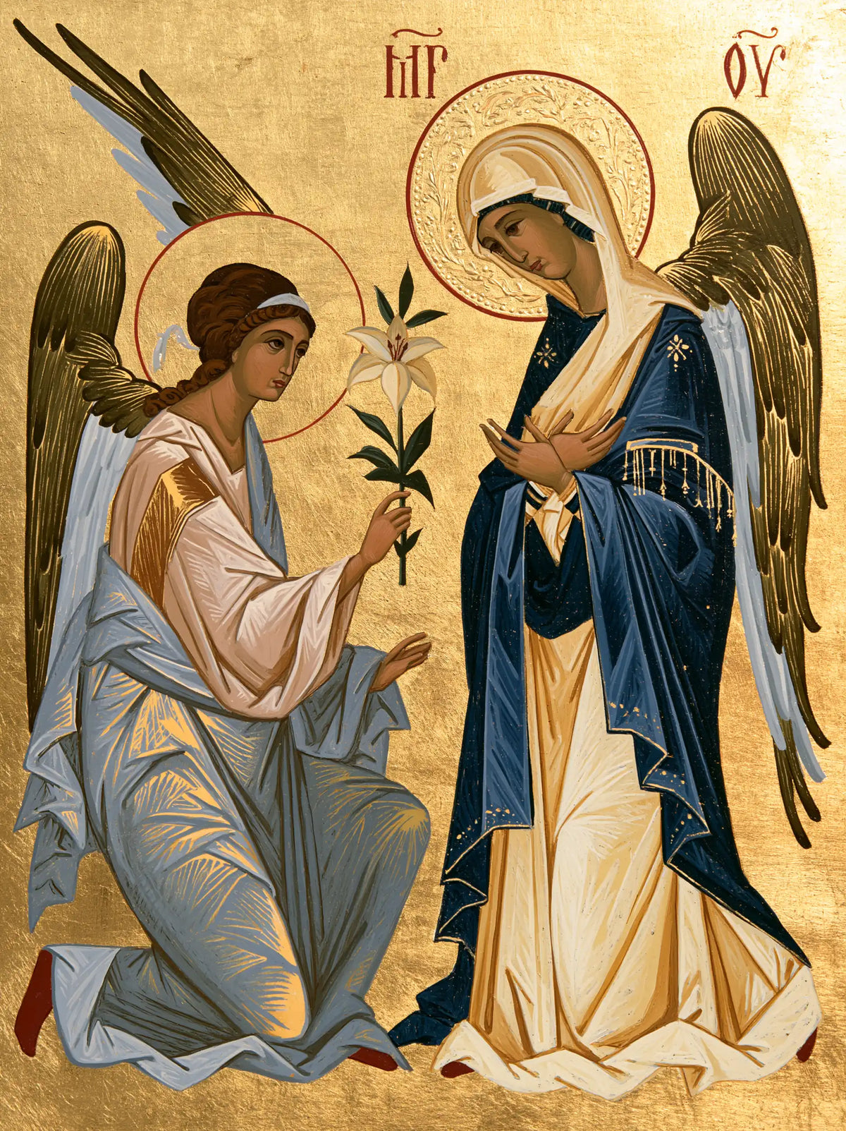 the Annunciation in a contemporary Byzantine icon in Contemporary Byzantine style, portrait Christian artwork no. 11