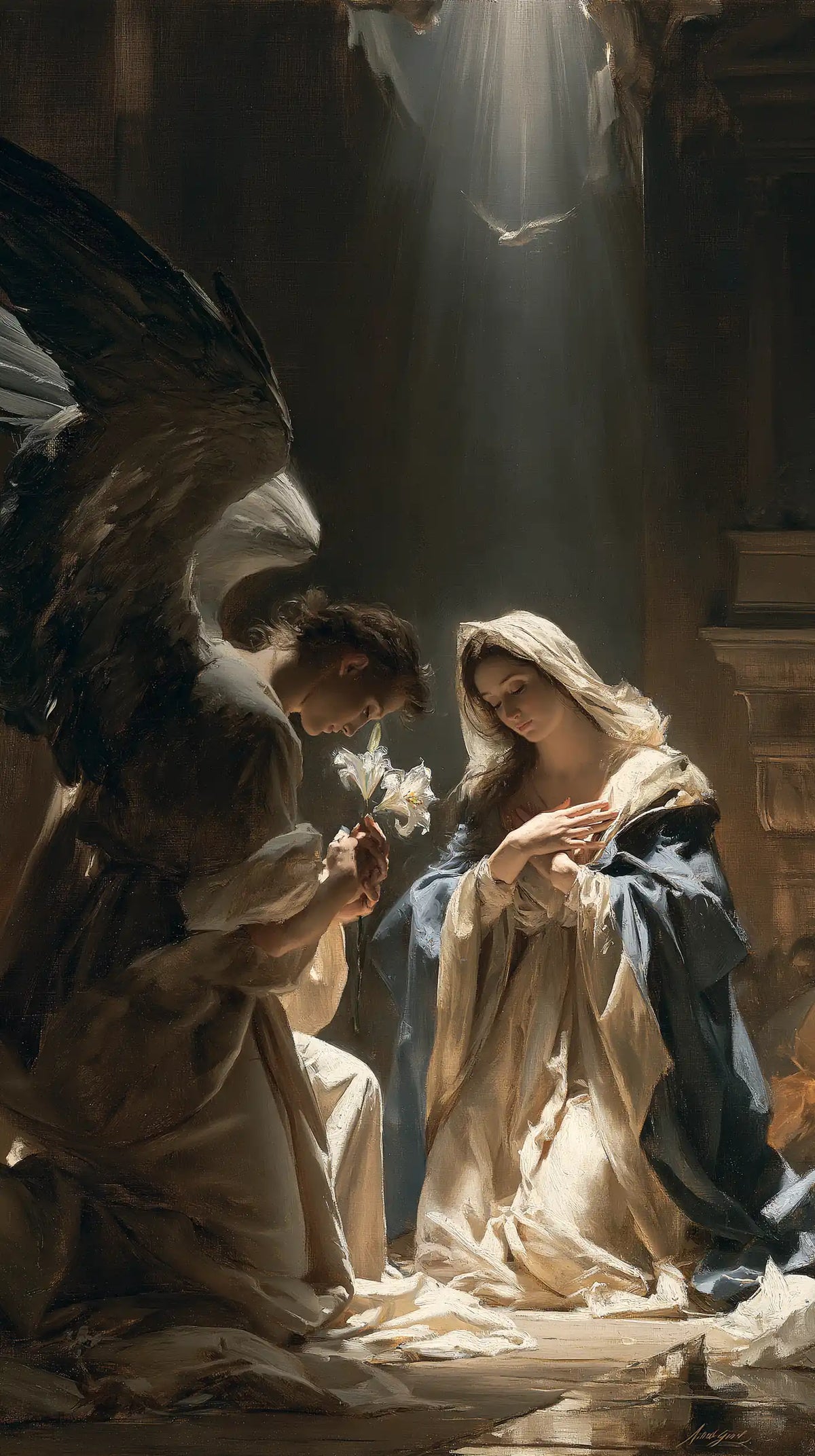 the Annunciation with the Holy Spirit in The Holy Spirit style, portrait Christian artwork no. 5