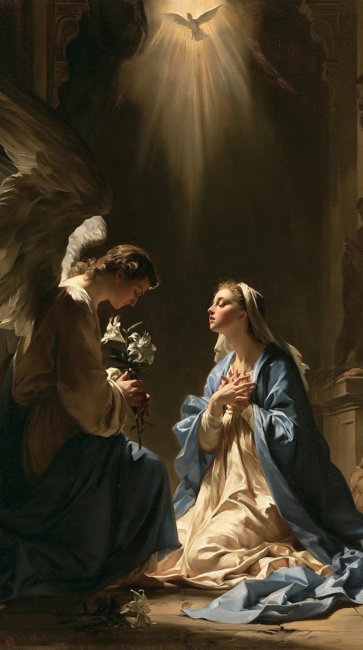 the Annunciation with the Holy Spirit in The Holy Spirit style, portrait Christian artwork no. 6