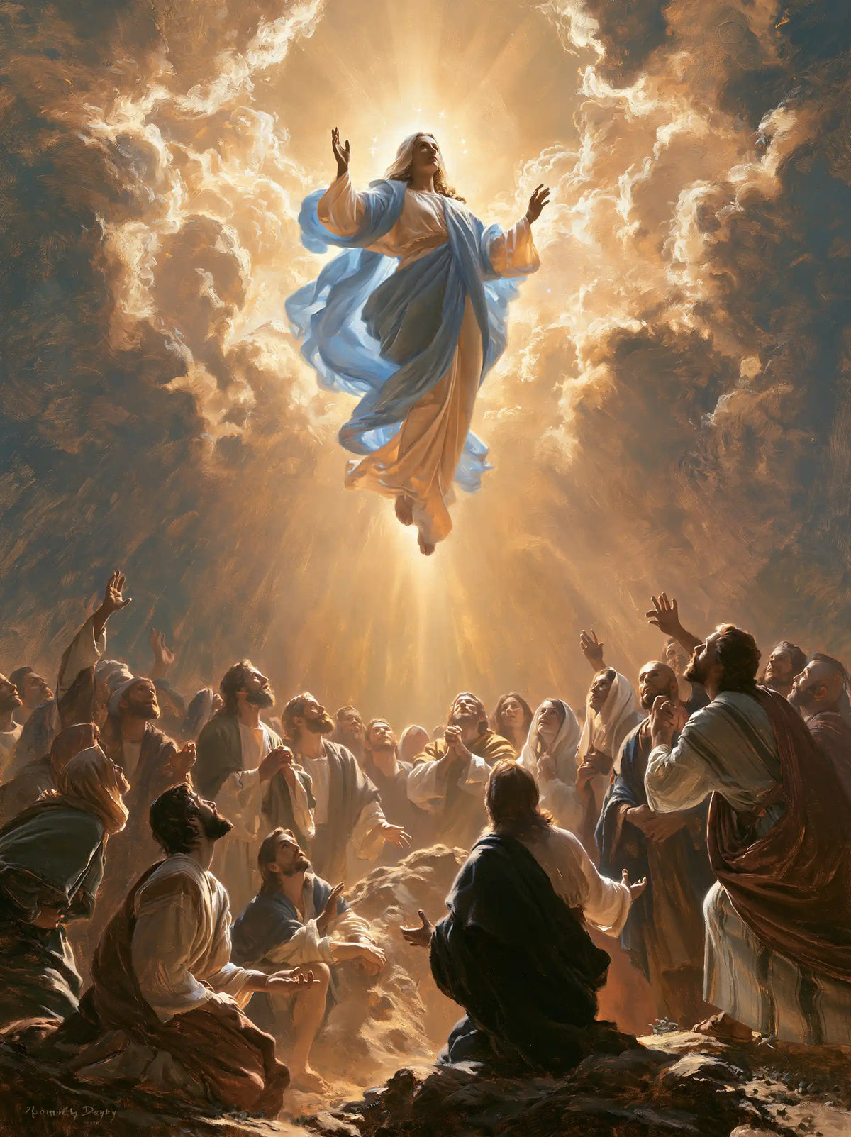 The Assumption of Mary — The Kneeling Witness Beneath Azure