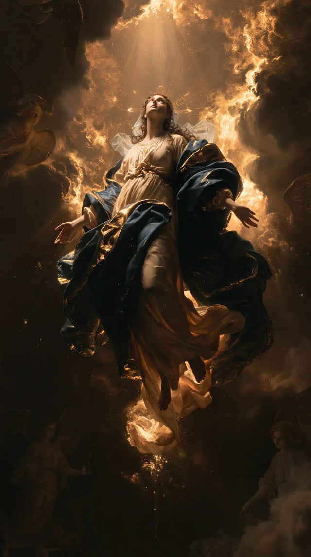 The Assumption of Mary — Gold Beneath Nocturnal Folds