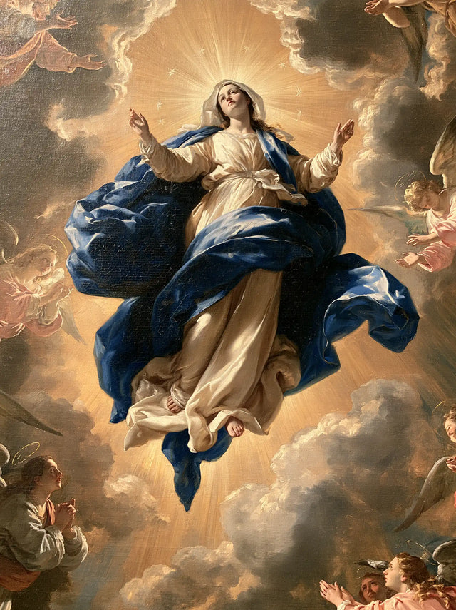 The Assumption of Mary — Ivory Amid Heavenly Folds