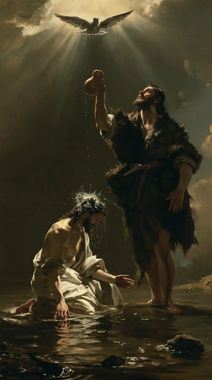The Baptism of Jesus – Theatrical Baroque · Kneeling in the Jordan · Portrait no. 1