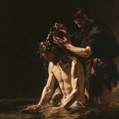 The Baptism of Jesus – Caravaggio Tenebrism · Kneeling in the Jordan · Square no. 2