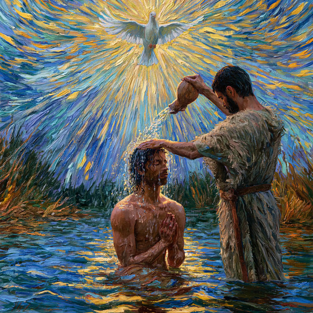 The Baptism of Jesus – Post-Impressionist · Kneeling in the Jordan · Square no. 6