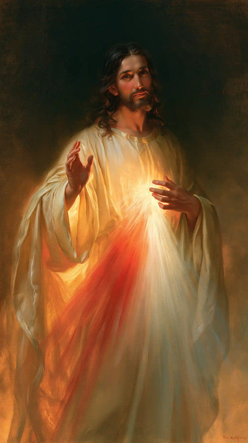 Jesus expressing compassion and divine mercy in Compassion and Mercy style, portrait Christian artwork no. 1