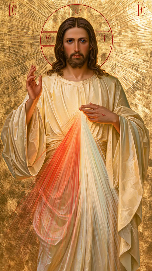 Divine Mercy Jesus in a contemporary Byzantine icon in Contemporary Byzantine style, portrait Christian artwork no. 7