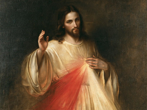 Divine Mercy Jesus in Florentine Renaissance style in Florentine Renaissance style, landscape Christian artwork no. 1