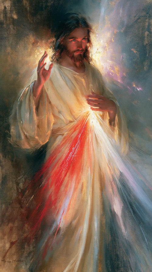 Divine Mercy Jesus in an impressionist atmosphere in Impressionist style, portrait Christian artwork no. 3