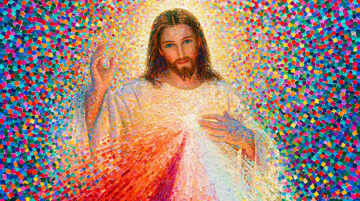 Divine Mercy Jesus – Pointillist & Neo-Impressionist · Landscape no. 6