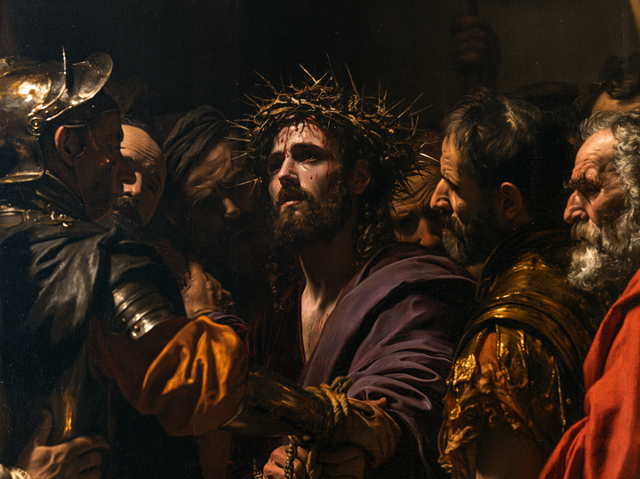 Ecce Homo — The Captive Gaze Amid Reflections of Armour
