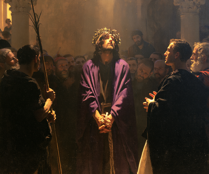 Ecce Homo — Golden Hands Beneath the Upturned Gaze