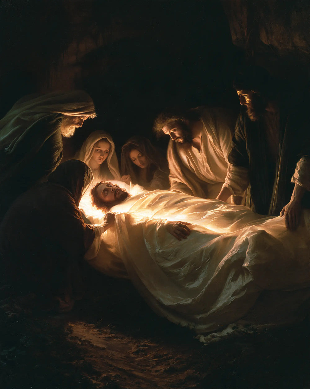 Entombment of Jesus Christ in Divine Light style, portrait Christian artwork no. 20