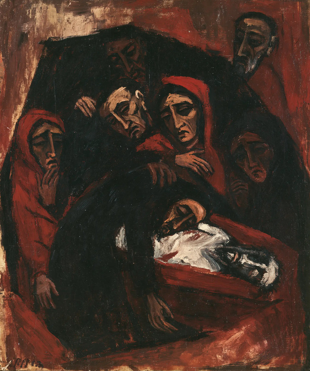 Entombment of Jesus Christ in Expressionist style, portrait Christian artwork no. 24