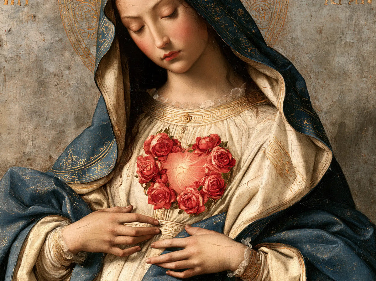 the Immaculate Heart of Mary in Florentine Renaissance style in Florentine Renaissance style, landscape Christian artwork no. 10