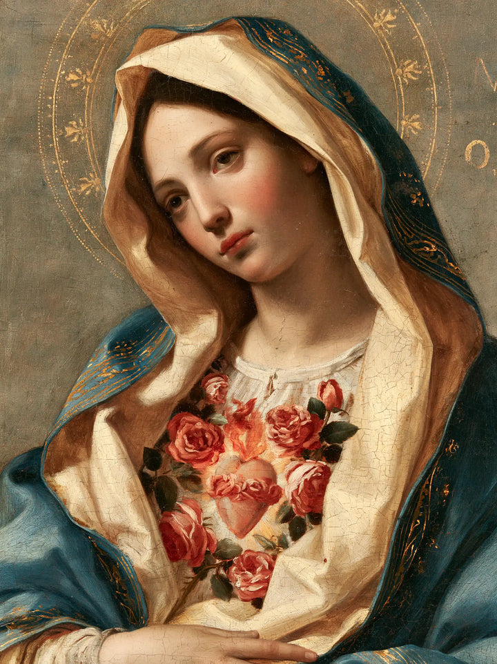 The Immaculate Heart of Mary — The Pale Heart Beneath Engraved Stars
