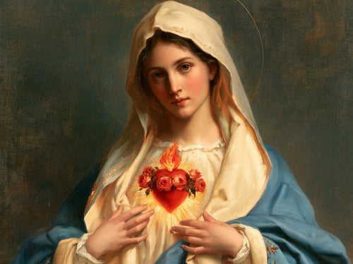 Mary with the Immaculate Heart as the central symbol in The Heart as Central Symbol style, landscape Christian artwork no. 4