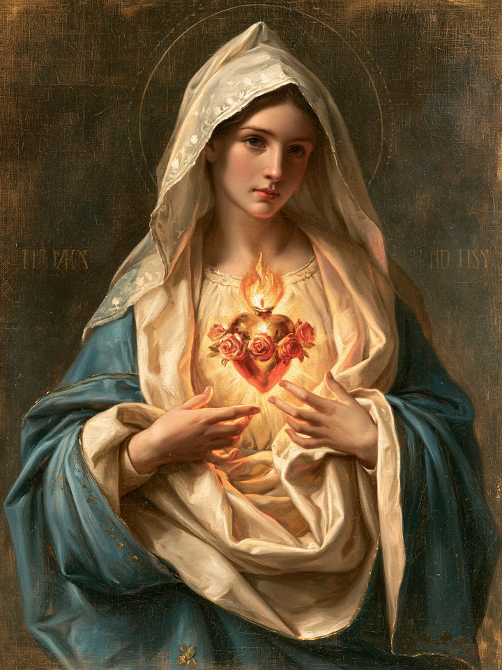 The Immaculate Heart of Mary — Ivory Cascading Beneath the Light