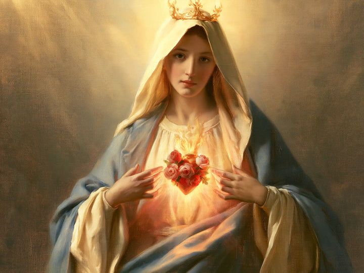 The Immaculate Heart of Mary — Open Hands Beneath the Golden Crown