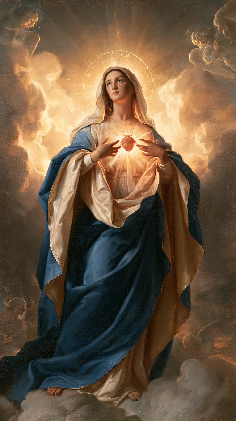 the Immaculate Heart of Mary in a monumental sacred view in Sacred Monumental View style, portrait Christian artwork no. 5