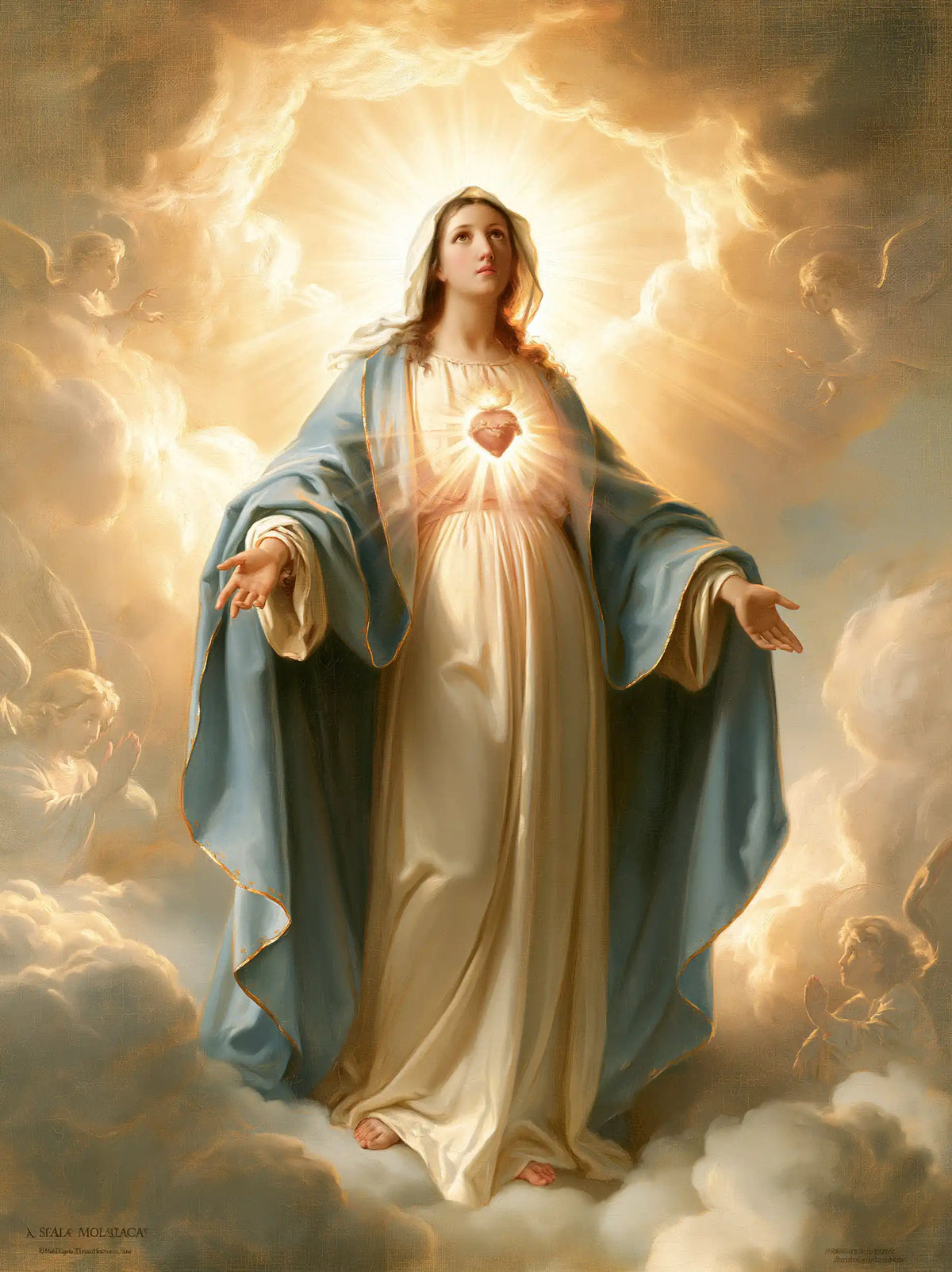 the Immaculate Heart of Mary in a monumental sacred view in Sacred Monumental View style, portrait Christian artwork no. 9