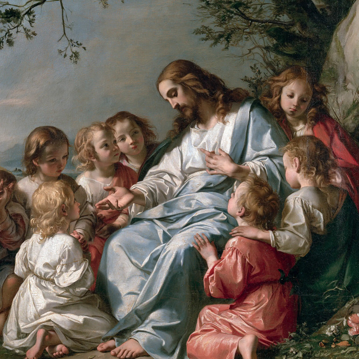 Jesus and the Children — Silken Blue in the Garden of Gazes