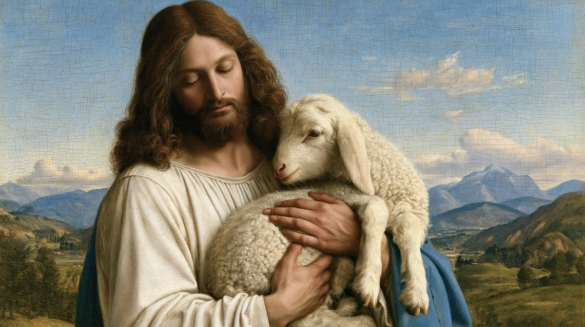Jesus and the Lamb — Tenderness Beneath the Azure Sky