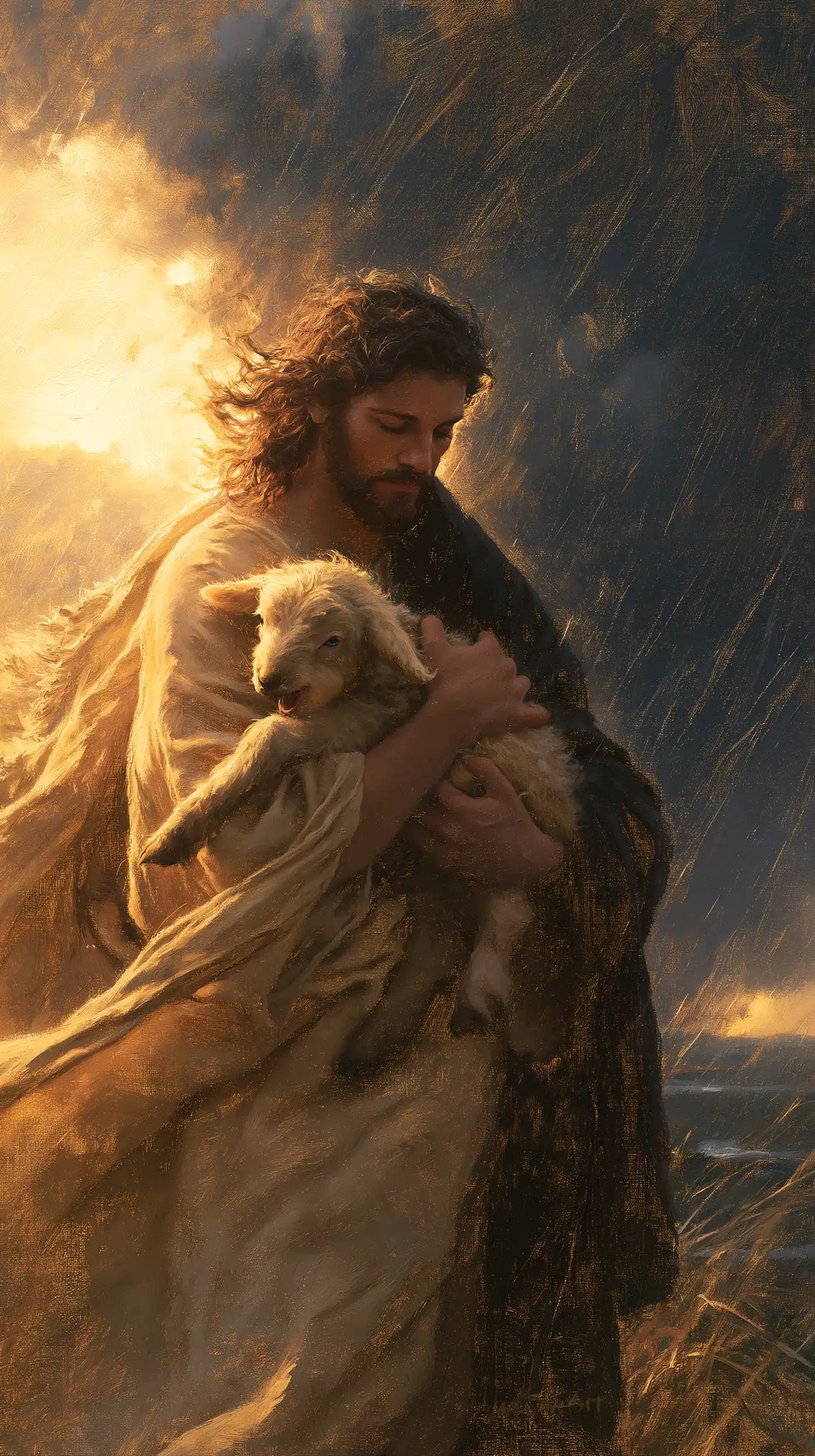 Jesus and the Lamb - Jesus Protecting the Lamb · Portrait n° 8