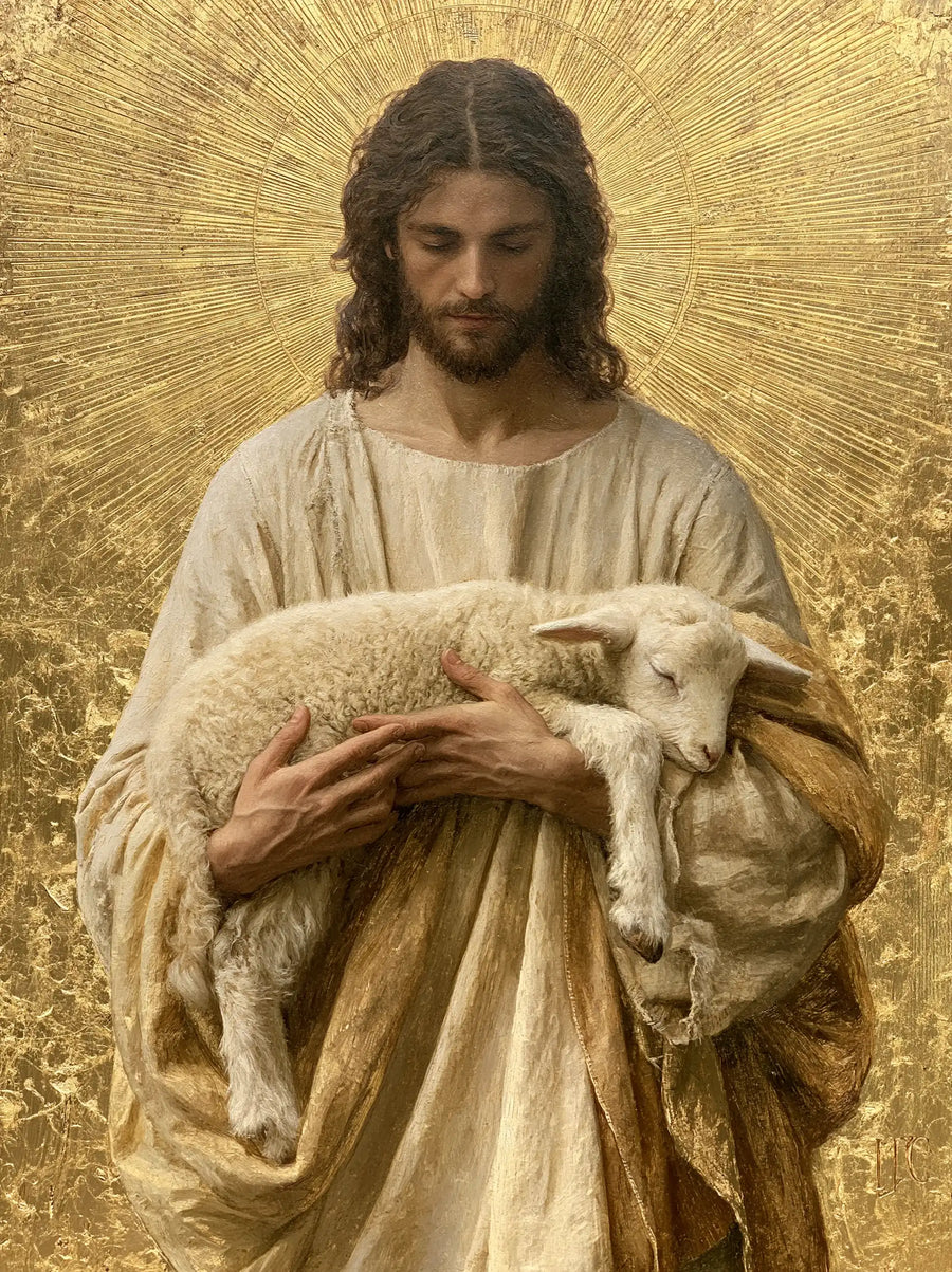 Jesus and the Lamb - Sacred Gold · Portrait n° 15