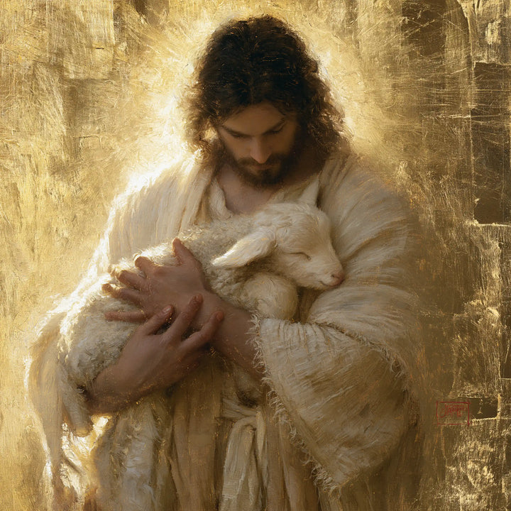 Jesus and the Lamb - Sacred Gold · Square n° 7