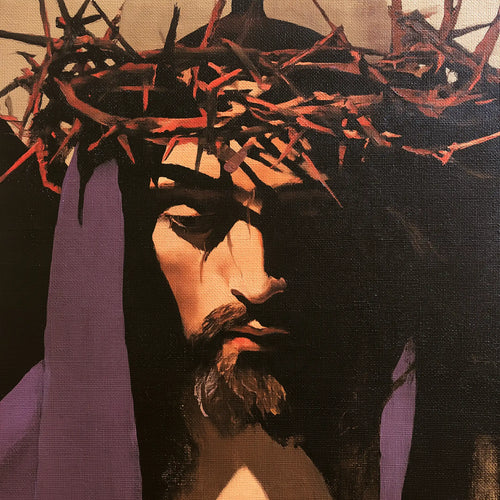 Jesus crowned with thorns in a minimalist composition in Contemporary Minimalism style, square Christian artwork no. 2