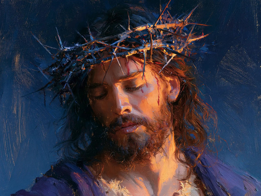 Jesus Crowned with Thorns — Contemplation in Midnight Blue