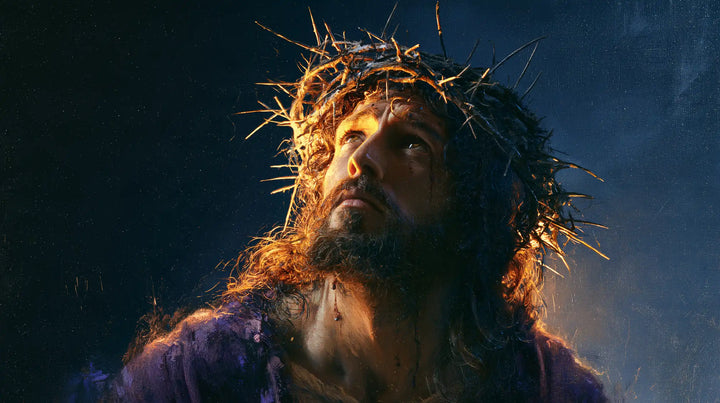 Jesus Crowned with Thorns — The Glowing Crown in Blue