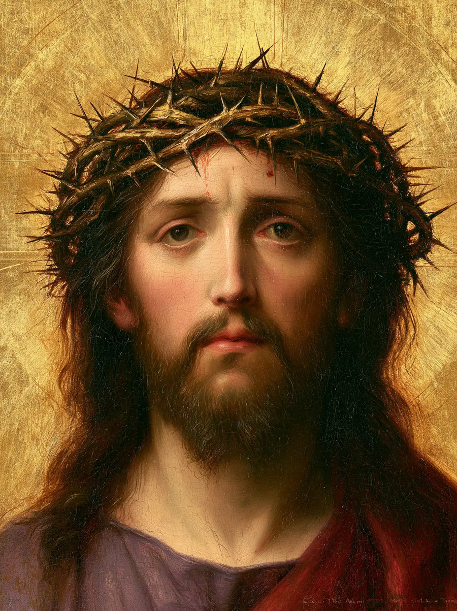Jesus Crowned with Thorns — The Calm Gaze above Two Fabrics