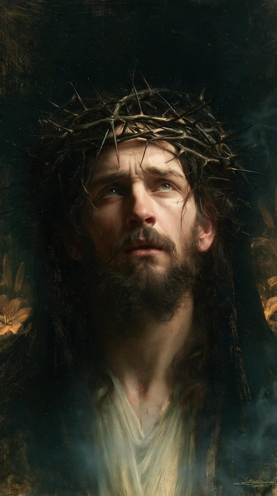 Jesus Crowned with Thorns — The Appeal in Blue-Green Mist
