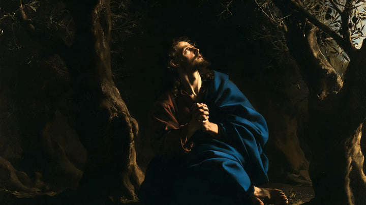 Jesus in Gethsemane — Prayer in a Sapphire Cloak