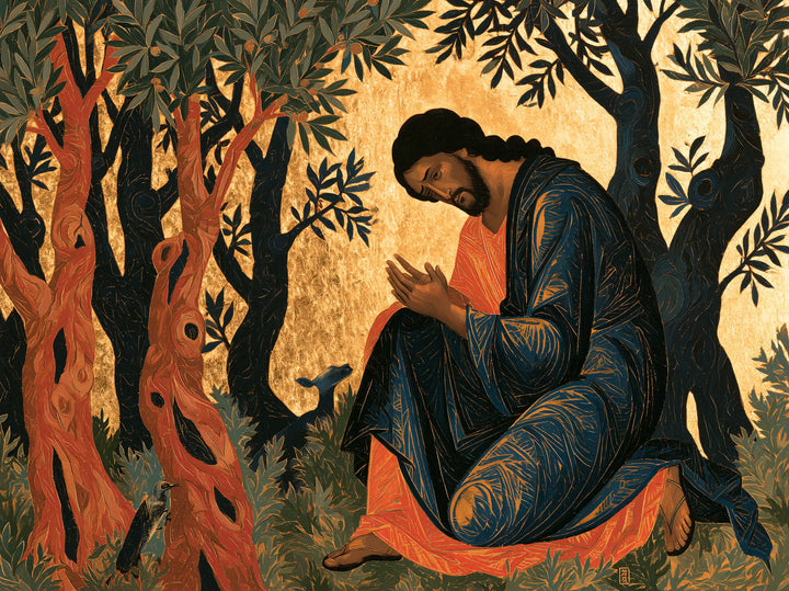 Jesus in Gethsemane - Contemporary Byzantine · Landscape n° 3
