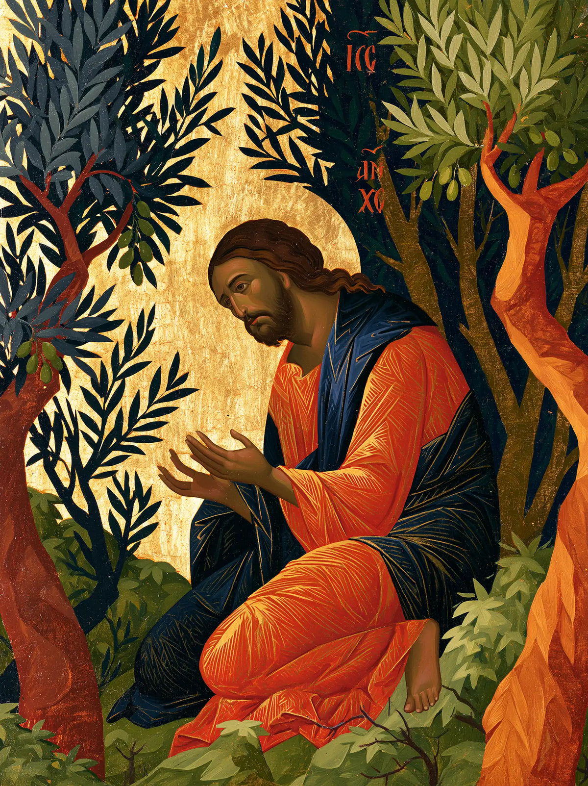Jesus in Gethsemane — Open Palms in the Golden Garden