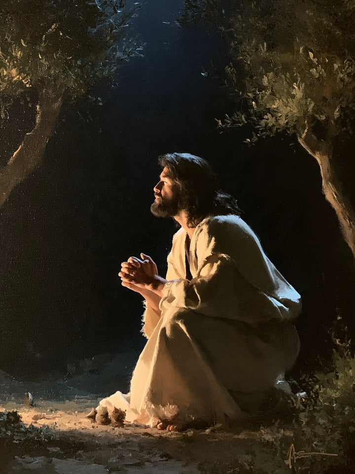 Jesus in Gethsemane — Listening among Dark Foliage