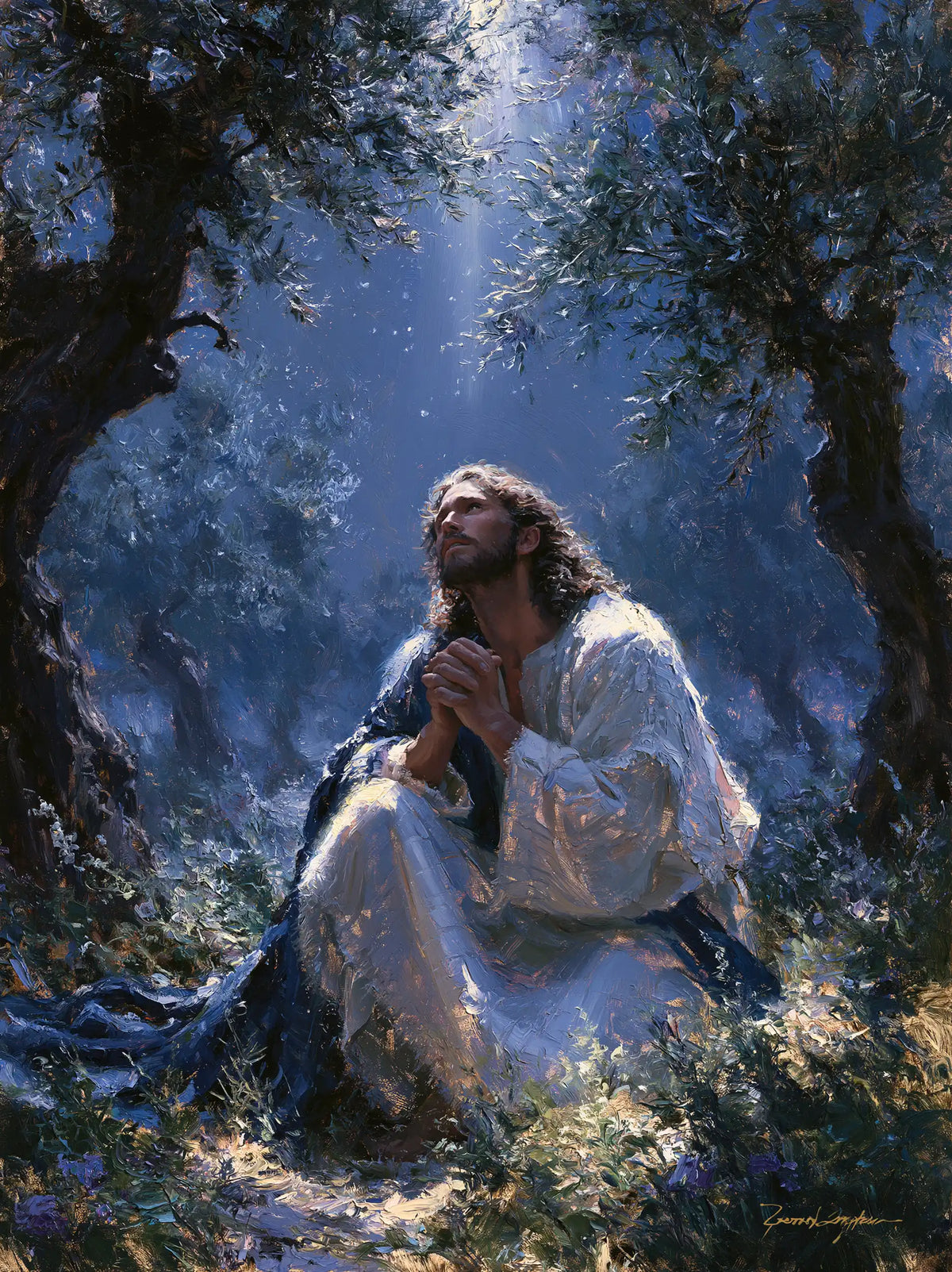 Jesus in Gethsemane — The Face Offered to the Luminous Night