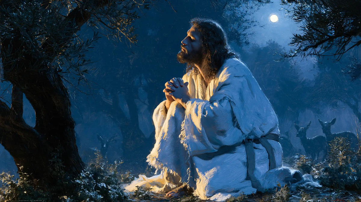 Jesus in Gethsemane - Midnight Blue Chiaroscuro · Landscape n° 16