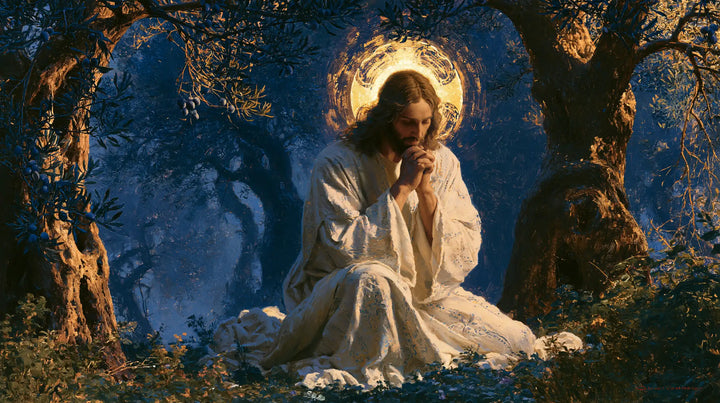 Jesus in Gethsemane - Gethsemane in Midnight Blue, Olive and Gold · Landscape n° 11