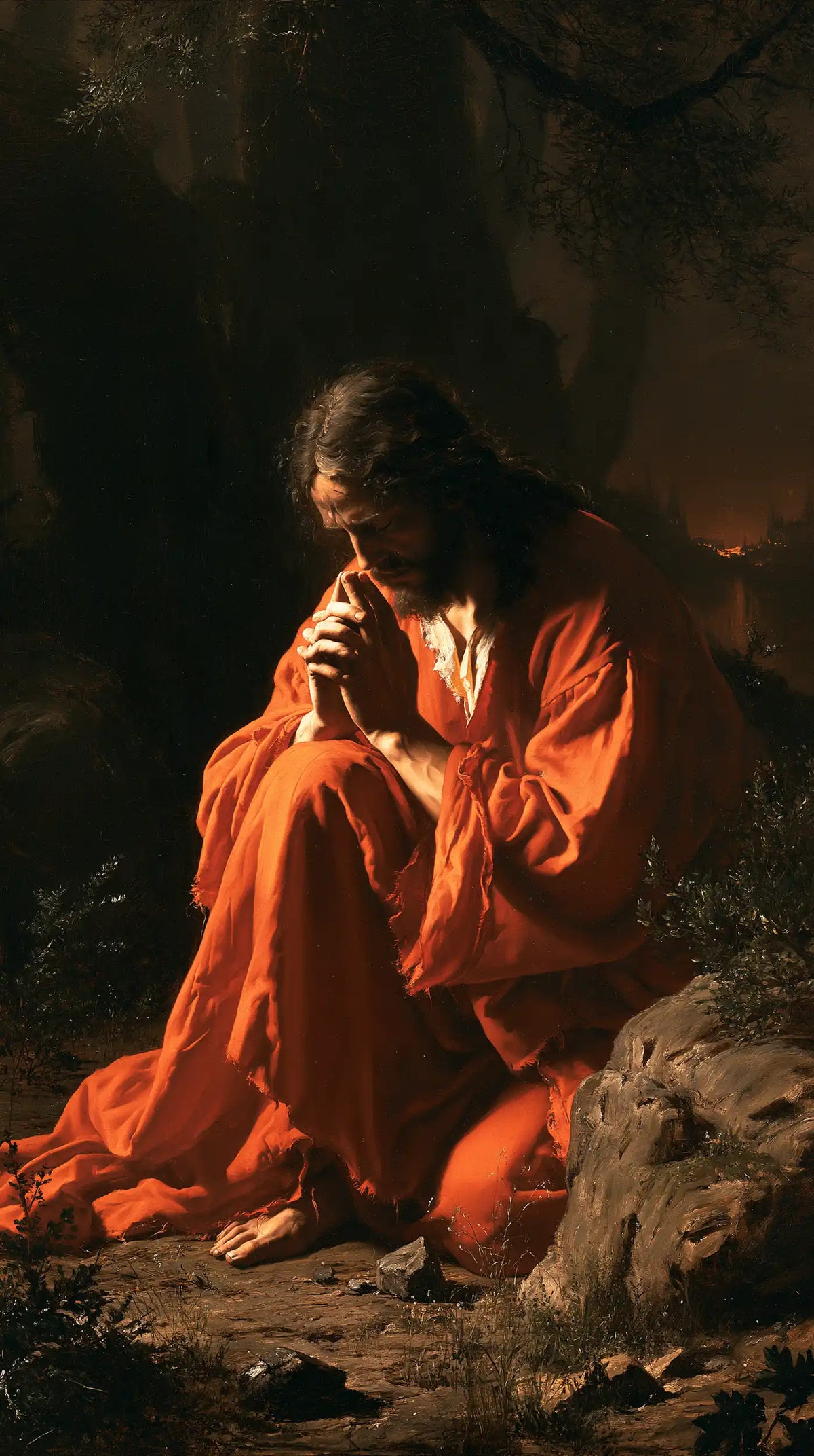 Jesus in Gethsemane — Silence at the Dark Stone’s Foot