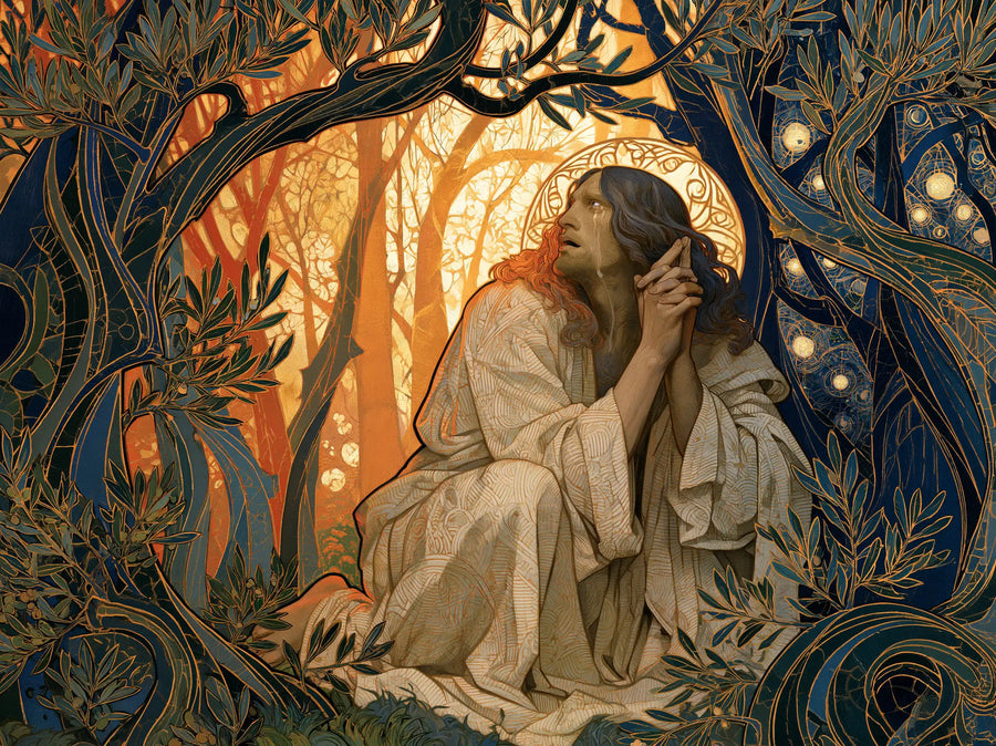 Jesus in Gethsemane - Sacred Art Nouveau · Landscape n° 1