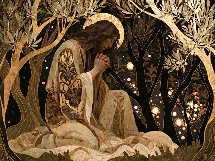 Jesus in Gethsemane - Sacred Art Nouveau · Landscape n° 3