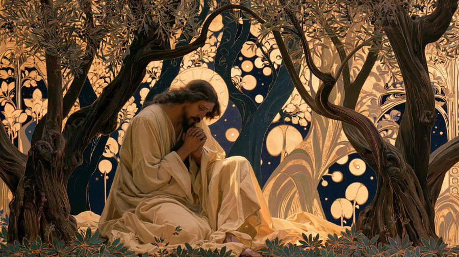 Jesus in Gethsemane - Sacred Art Nouveau · Landscape n° 16