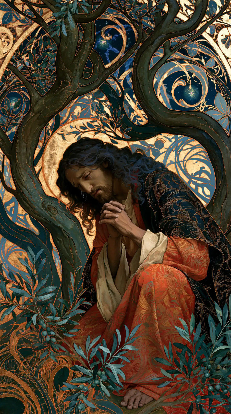 Jesus in Gethsemane - Sacred Art Nouveau · Portrait n° 3